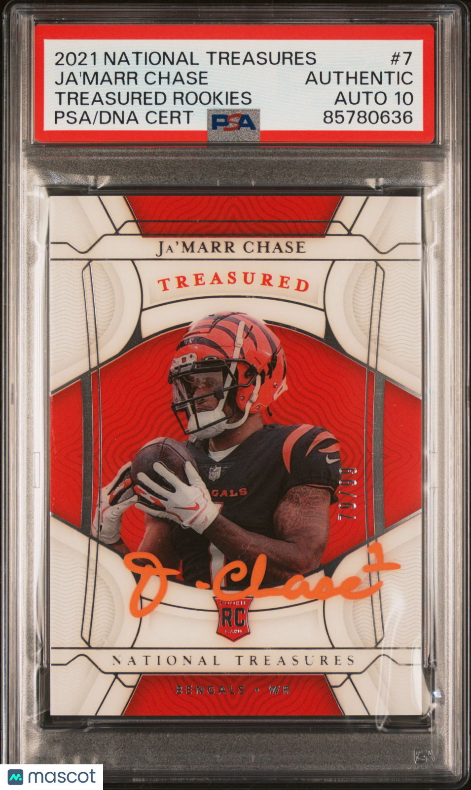 2021 Panini National Treasures Ja'marr Chase Rookie Card Autograph PSA 10 Auto