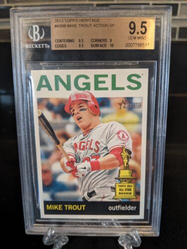 2013 Topps Heritage At Bat Action #430 Mike Trout Sp Rookie Cup Bgs 9.5 Gem Mint