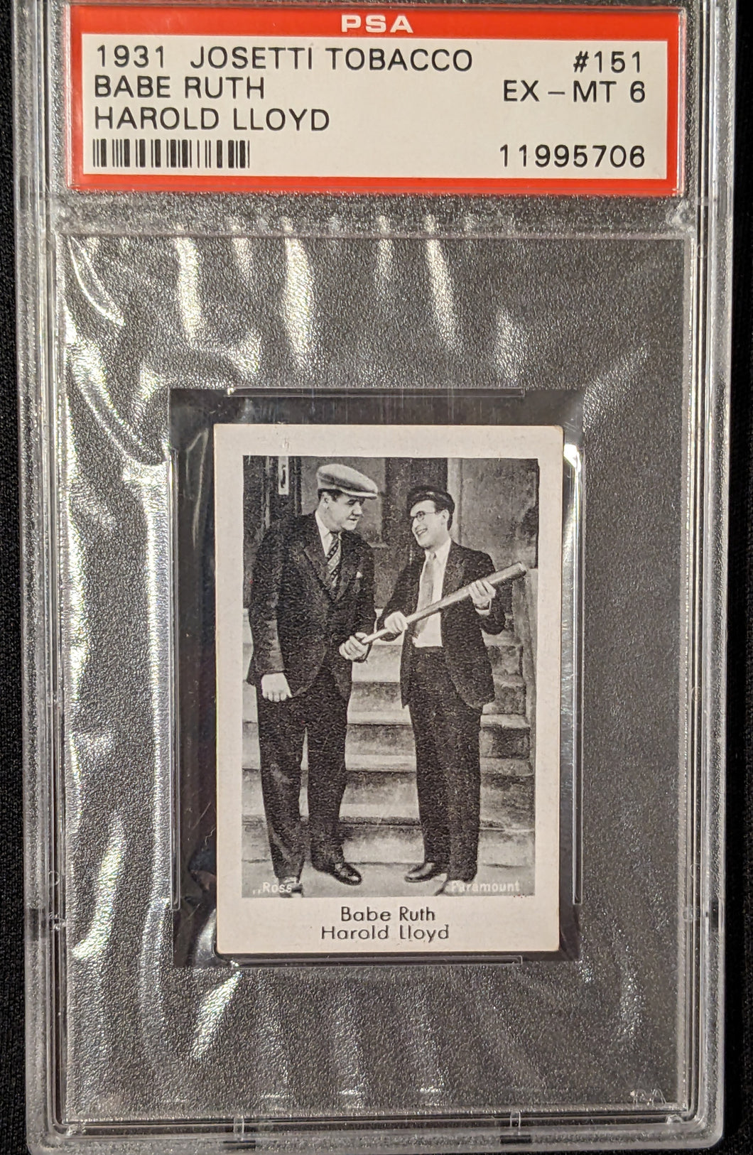 1931 Josetti Tobacco Babe Ruth Lloyd #151 Psa 6 Beautifully Centered Eye Appeal